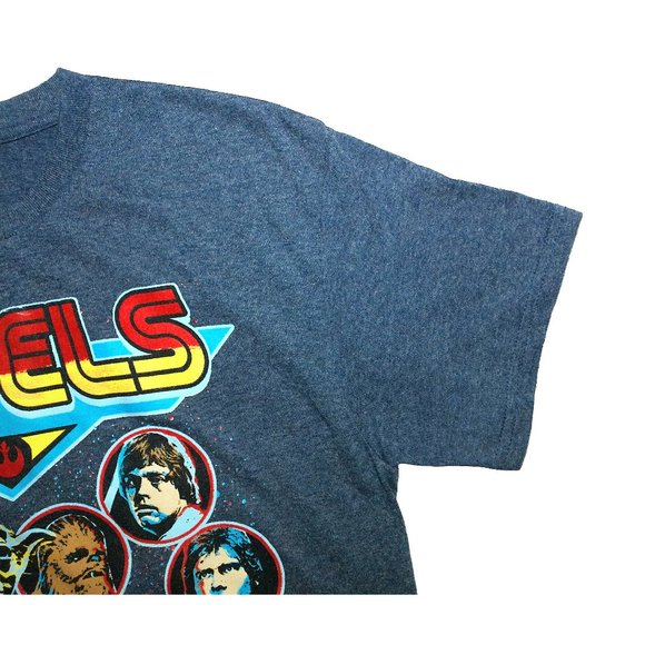 Star Wars Rebel Alliance 'USE THE FORCE' Yoda Luke Retro Blue Graphic Tee Sz S - Picture 3 of 6